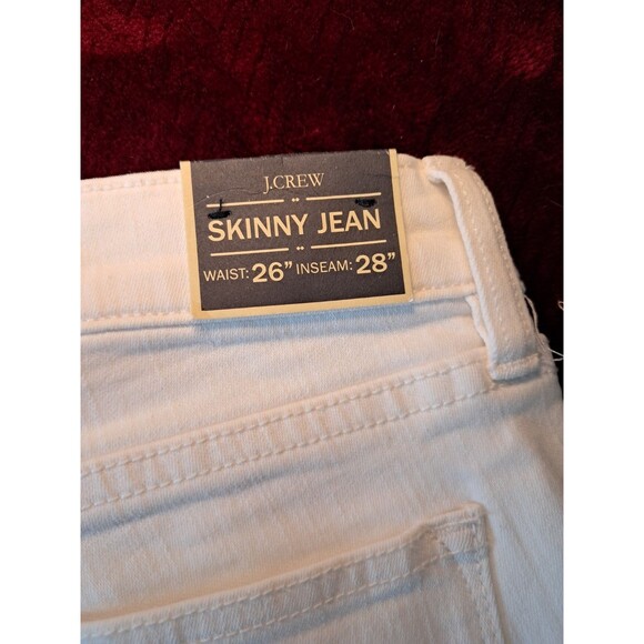 NWT J.Crew Size 26 White Denim 8" Midrise Skinny Jeans 28" Inseam Stretch G1972 - Picture 5 of 11